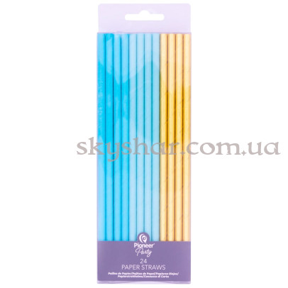 Набір трубочок для коктейлю "Блакитні та золотисті" 24 шт. – фото 1