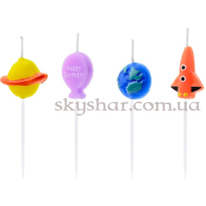 Свічки на торт "Космос" 4 шт. – фото 1 Свічки на торт "Космос" 4 шт. – фото 1