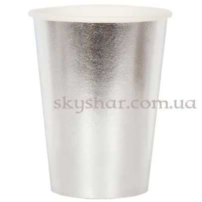 Стаканы фольгированные серебряные 210 мл 6 шт. – фото 1