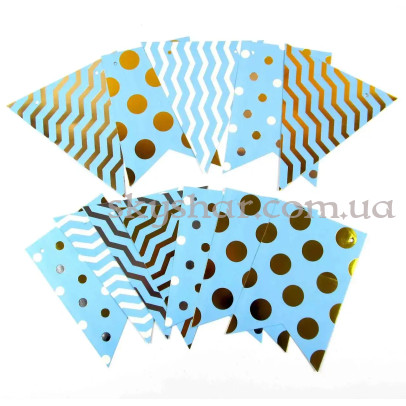 Гирлянда бумажная "Флажки голубая симфония" 5 м – фото 1