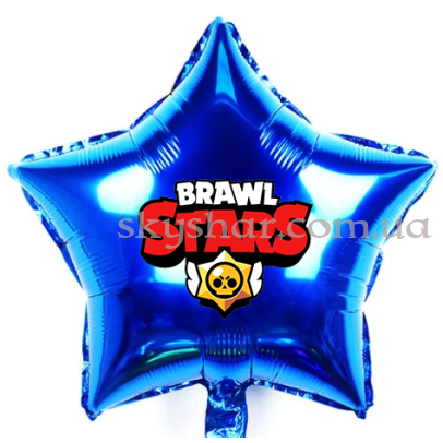 Фольгована кулька "Brawl Stars" Напис Синя (Бравл Старс) – фото 1