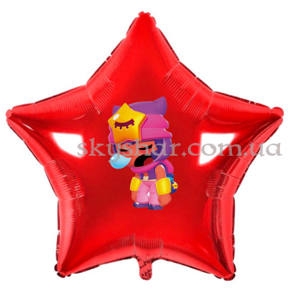 Фольгована кулька"Brawl Stars Сенді" Зірка Червона (Бравл Старс) – фото 1