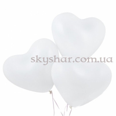 Гелієві кульки "Сердечки" Білі (30 см) – фото 1