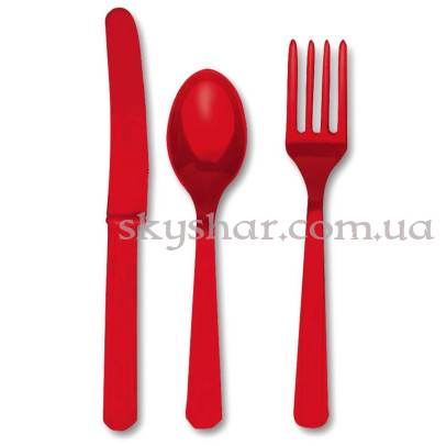 Столові прибори Червоні 24 шт. – фото 1 Столові прибори Червоні 24 шт. – фото 1