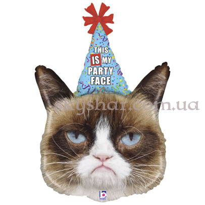 Фольгована кулька "Грампі кет в ковпаку Сердитий кіт Grumpy cat" – фото 1