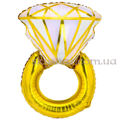 Фольгована кулька фігура "Каблучка з діамантом Золота" – фото 1 Фольгована кулька фігура "Каблучка з діамантом Золота" – фото 1