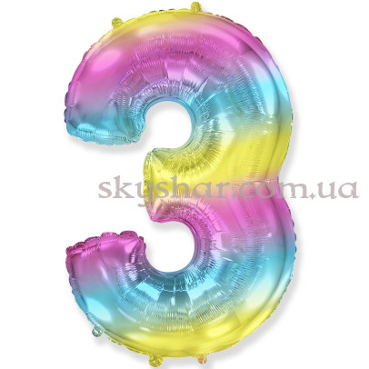 Фольгована цифра "3" Омбре Градієнт – фото 1