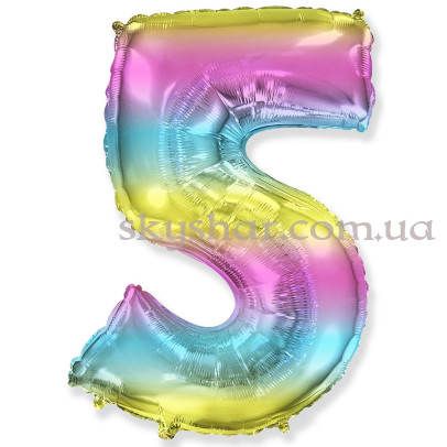Фольгированная цифра "5" Омбре Градиент – фото 1
