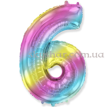Фольгована цифра "6" Омбре Градієнт – фото 1