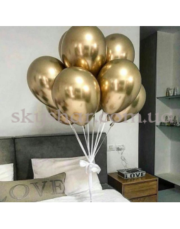 Опция Гелієві кульки "Хром Золото на атласній стрічці" (30 см)  – фото 1