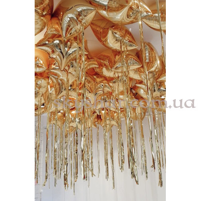 Фольгована кулька під стелю "Зірка золота з дощиком" 46 см – фото 1 Фольгована кулька під стелю "Зірка золота з дощиком" 46 см – фото 1