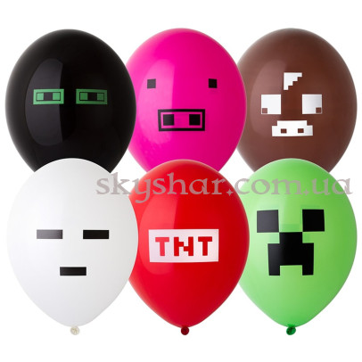 Гелиевые шары "Майнкрафт Ассорти (Minecraft)" (30 см)  – фото 1