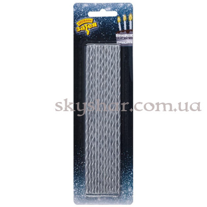 Свічки для торта "Сріблясті блиск" 17 см 24 шт. – фото 1