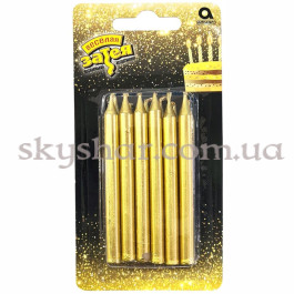 Опция Свічки для торта "Золотисті блиск" 8 см 12 шт. – фото 27