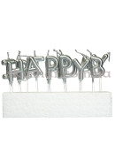 Свечи-буквы для торта "Happy Birthday" Серебро – фото 3