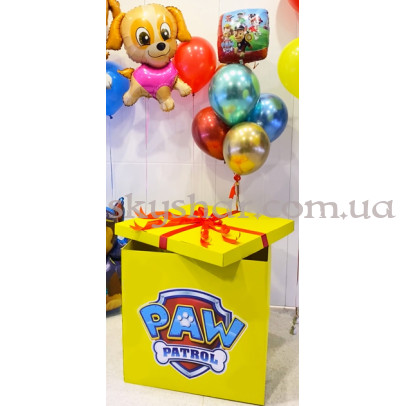 Коробка сюрприз с шарами "Щенячий Патруль Желтая" – фото 1
