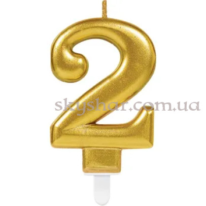 Свічка-цифра "2" Золота – фото 1