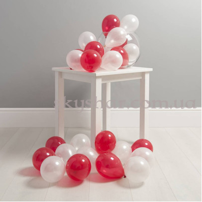 Повітряні кульки на підлогу Міні 5" (12 см) Червоні та Білі – фото 1