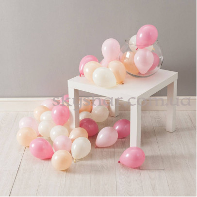 Воздушные шарики на пол Мини 5" (12 см) Нежно Розовое Ассорти – фото 1