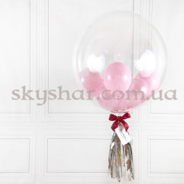 Шар Баблс с розовыми шариками внутри и декором 61 см – фото 26