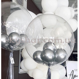 Опция Кулька Баблс з сріблястими кульками всередині 61 см – фото 15