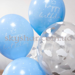Гелієві кульки "Happy Birthday Блакитні" (35 см)  – фото 28