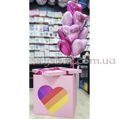 Коробка сюрприз с шарами розовая "Likee" (Лайки)" – фото 1
