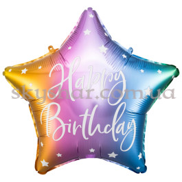 Опция Фольгована кулька "Зірка омбре з білим написом Happy Birthday" – фото 6