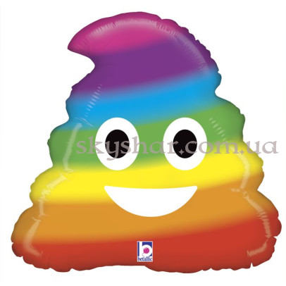 Фольгована кулька фігура "Райдужна какашка Емоджи" – фото 1 Фольгована кулька фігура "Райдужна какашка Емоджи" – фото 1