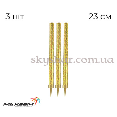 Свічка Фонтан для торта висока 23 см 3 шт. Золото – фото 1