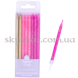 Свечи для торта "Золотистые и розовые блеск" 7,5 см 16 шт. – фото 13