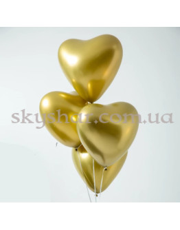 Опция Гелиевые шары "Сердечки Хром" Золотистые (30 см) – фото 1 Опция Гелиевые шары "Сердечки Хром" Золотистые (30 см) – фото 1