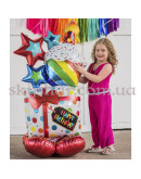 Фольгована стояча фігура "Happy Birthday" з кексом та зірками – фото 3