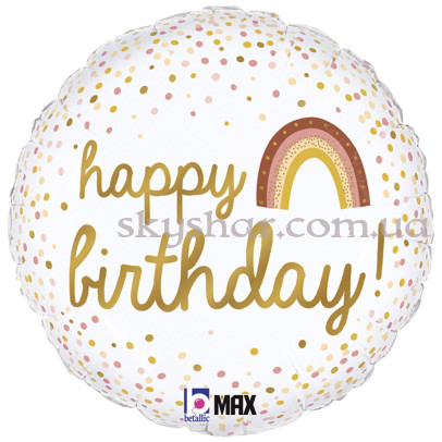 Фольгована кулька "Happy Birthday Веселка коло білий" – фото 1 Фольгована кулька "Happy Birthday Веселка коло білий" – фото 1