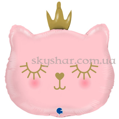 Фольгированный шар "Кошечка-принцесса с короной розовая" – фото 1 Фольгированный шар "Кошечка-принцесса с короной розовая" – фото 1