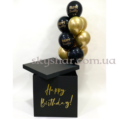 Коробка сюрприз з кульками "Black & Gold" – фото 1
