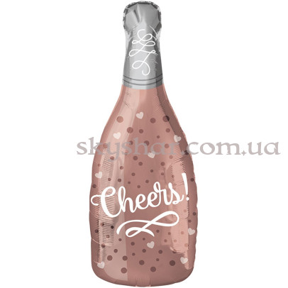 Фольгированный шар "Бутылка шампанского CHEERS розовое золото" – фото 1