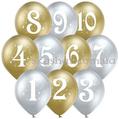 Гелієві кульки "Цифри Хром" (35 см)  – фото 1