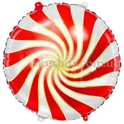 Фольгированный шар "Конфета Леденец Красная" с золотой полоской – фото 1