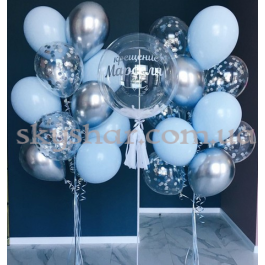 Опция Набір Повітряне Хрещення з кулькою з пір'ям та срібно-блакитними кульками – фото 10