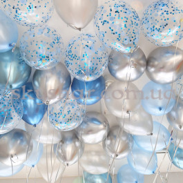 Опция Гелієві кульки під стелю у срібно-блакитних тонах 30 шт. – фото 21