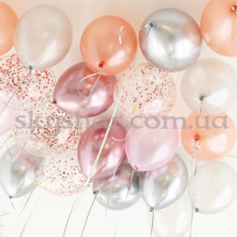 Опция Гелієві кульки під стелю у срібно-рожевих тонах 30 шт. – фото 26