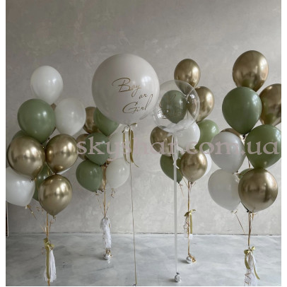 Кульки на гендер-паті "Boy or Girl" з великою білою кулькою даблстаф – фото 1 Кульки на гендер-паті "Boy or Girl" з великою білою кулькою даблстаф – фото 1