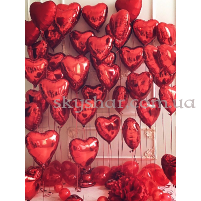 Стіна з фольгованих сердець 50 шт. – фото 1