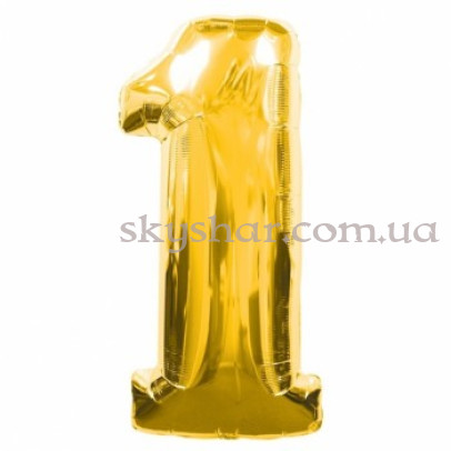 Фольгована цифра "1" Золота МІДІ 60 см – фото 1