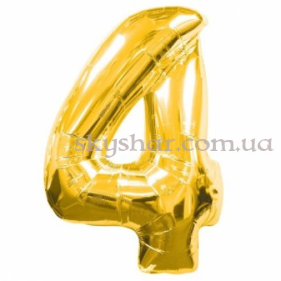 Фольгована цифра "4" Золота МІДІ 60 см – фото 1 Фольгована цифра "4" Золота МІДІ 60 см – фото 1