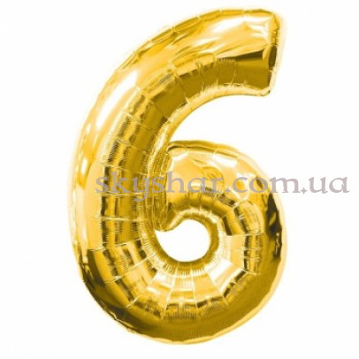 Фольгована цифра "6" Золота МІДІ 60 см – фото 1