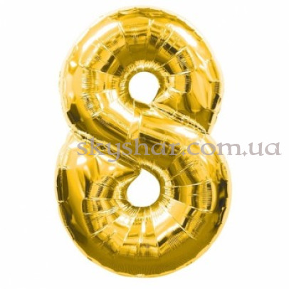 Фольгована цифра "8" Золота МІДІ 60 см – фото 1