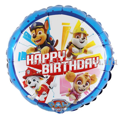 Фольгированный шар "Happy Birthday! Команда Щенячий патруль" – фото 1