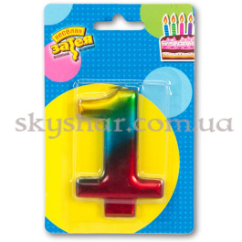 Опция Свічка-цифра "1" Райдуга металік 8 см – фото 18 Опция Свічка-цифра "1" Райдуга металік 8 см – фото 18